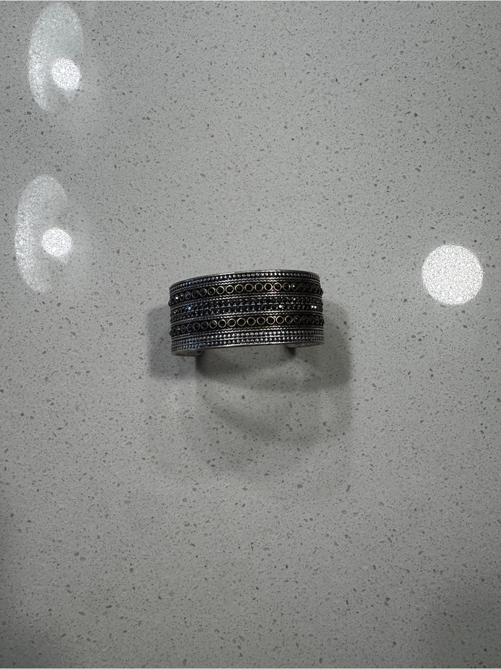 Lucky Brand Ornate Silver-Tone Beaded Cuff Bracelet